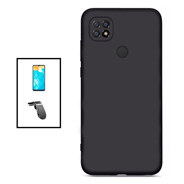 Kit Película Hydrogel Full Cover Frente + Capa Silicone Líquido + Suporte Magnético L Safe Driving Carro para Xiaomi Redmi...