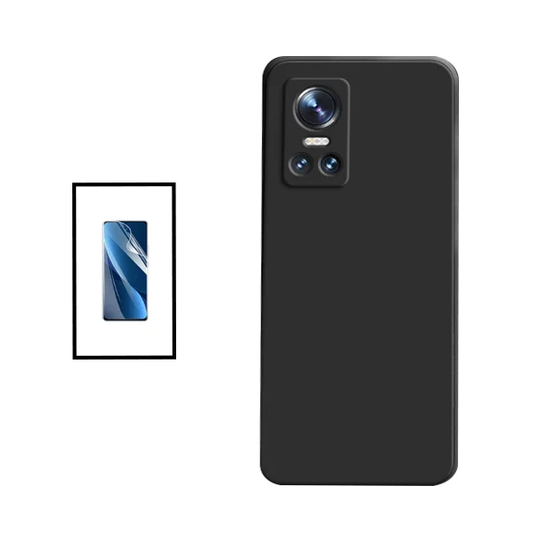 Kit Película Hydrogel Full Cover Frente + Capa Silicone Líquido para Realme GT Neo 3 150W - Preto