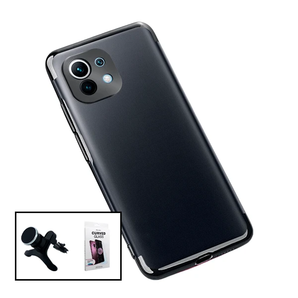 Kit Película de Vidro Nano Curved UV + Capa SlimArmor + Suporte Magnético de Carro Reforçado para Xiaomi Mi 11 - Preto