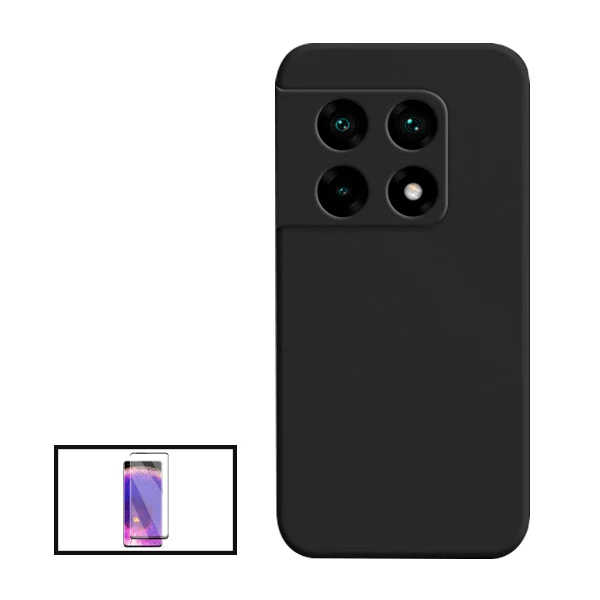 Kit Película de Vidro Temperado Curved + Capa Silicone Líquido para OnePlus 10 Pro - Preto