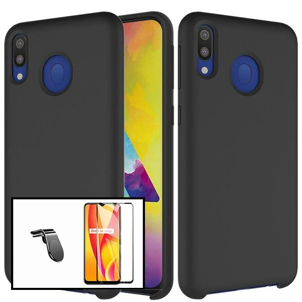 Kit Película de Vidro Temperado 5D Full Cover + Capa Silicone Líquido + Suporte Magnético de Carro Reforçado para Samsung...
