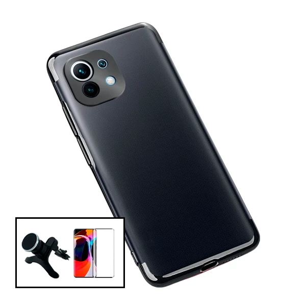Kit Película de Vidro Temperado 5D Full Cover + Capa SlimArmor + Suporte Magnético de Carro Reforçado para Xiaomi Mi 11 -...