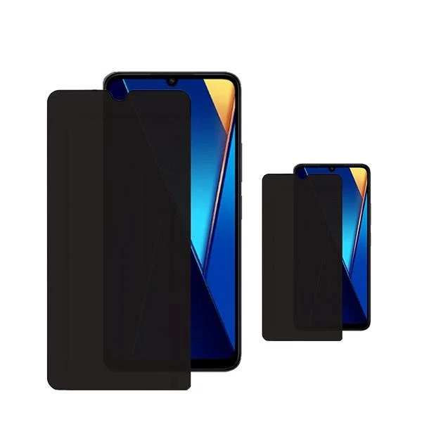 Kit 2 Películas de Vidro Anti-Spy para Xiaomi Poco C65 - Transperente/Preto