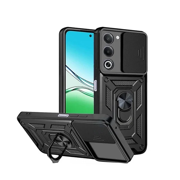 Kit Suporte L + Capa Magnetic Slide Window PHONECARE Para Oppo A5 4G - Preto