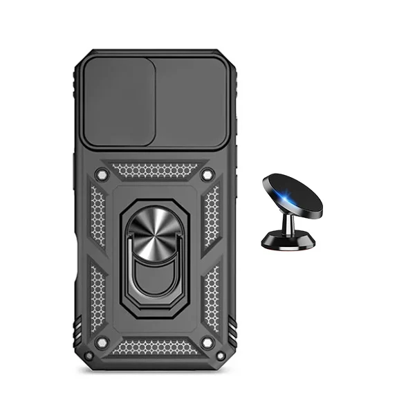 Kit Suporte Magnético + Capa Magnetic Slide Window PHONECARE Para Apple iPhone 17 - Preto