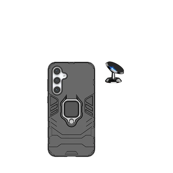 Kit Suporte Magnético de Carro + Capa 3X1 Military Defender para Samsung Galaxy A15 - Preto