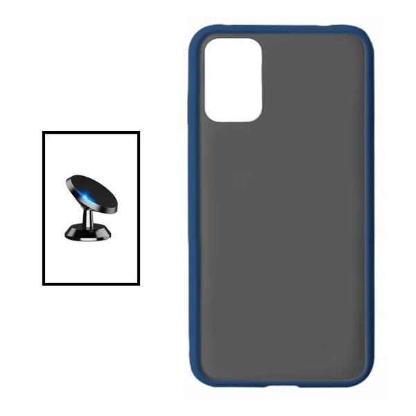 Kit Suporte Magnético de Carro + Capa Invisible Bumper para Samsung Galaxy A13 - Azul/Transparente