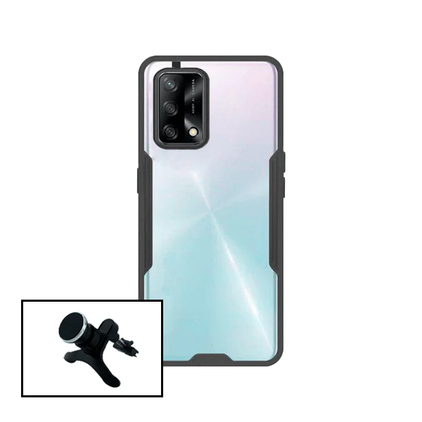 Kit Suporte Magnético de Carro Reforçado + capa case 3X1 Clear Armor para Oppo A74 5G