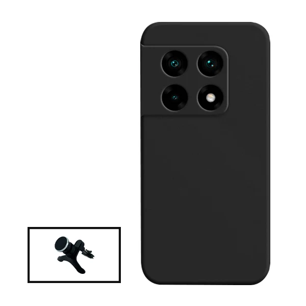 Kit Suporte Magnético Reforçado de Carro + Capa Silicone Líquido para OnePlus 10 Pro - Preto