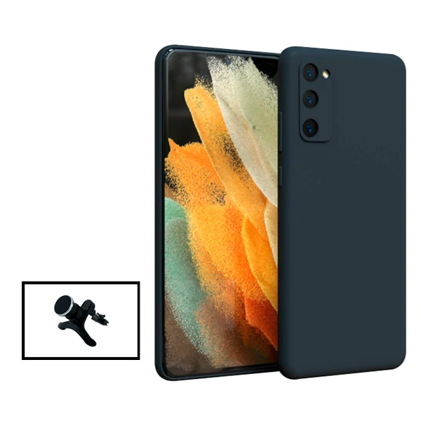 Kit Suporte Magnético Reforçado de Carro + Capa Silicone Líquido para Samsung Galaxy S24 Plus + 5G - Preto