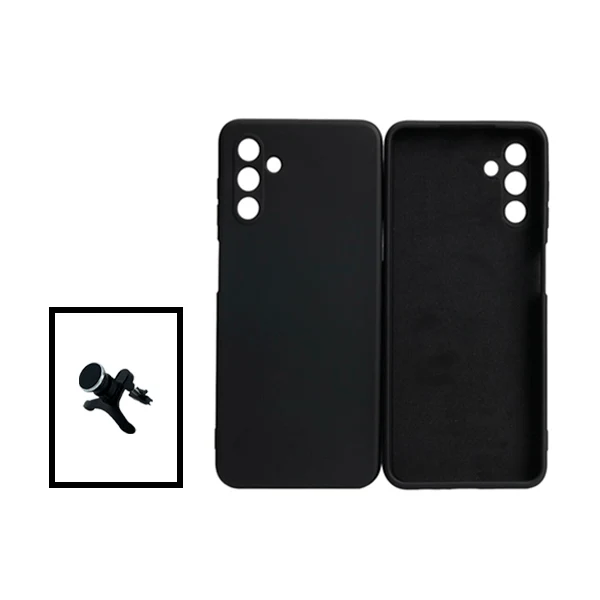 Kit Suporte Magnético Reforçado de Carro + Capa Silicone Líquido para Samsung Galaxy A13 5G - Preto