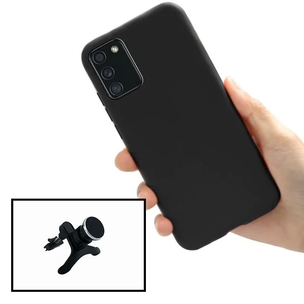 Kit Suporte Magnético Reforçado de Carro + Capa Silicone Líquido para Samsung Galaxy M02s