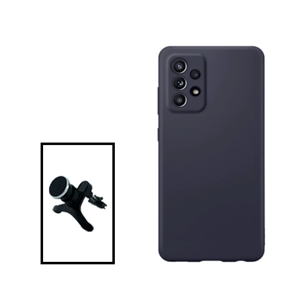 Kit Suporte Magnético Reforçado de Carro + Capa Silicone Líquido para Samsung Galaxy A33 5G - Preto