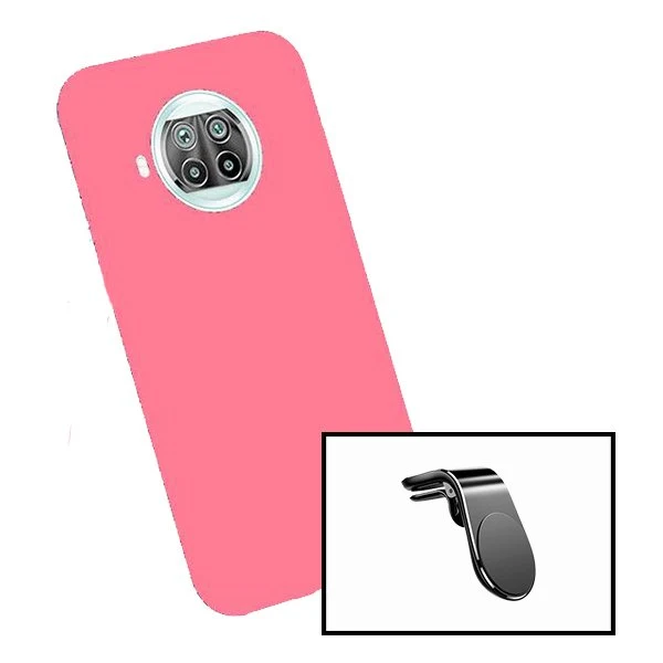 Kit Suporte Magnético L Safe Driving Carro + Capa Silicone Líquido para Xiaomi Poco X3 Pro - Rosa