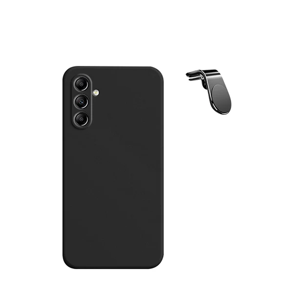 Kit Suporte Magnético L Safe Driving Carro + Capa Silicone Líquido para Samsung Galaxy M15 - Preto