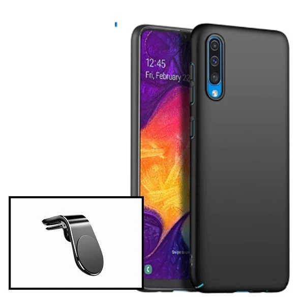Kit Suporte Magnético L Safe Driving Carro + Capa Silicone Líquido para Samsung Galaxy A50s - Preto