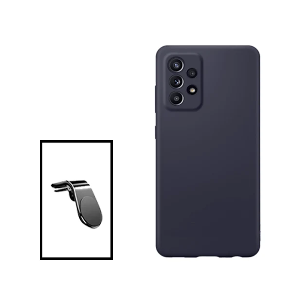 Kit Suporte Magnético L Safe Driving Carro + Capa Silicone Líquido para Samsung Galaxy A33 5G - Preto