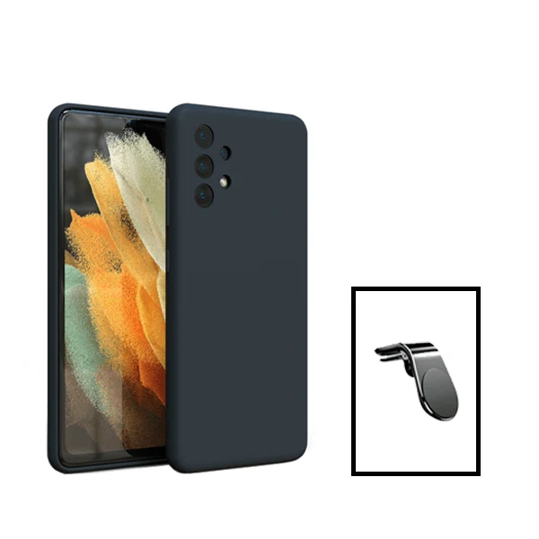 Kit Suporte Magnético L Safe Driving Carro + Capa Silicone Líquido para Samsung Galaxy A13 - Preto