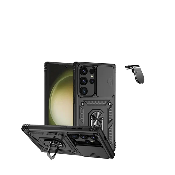 Kit Suporte Magnético L Safe Driving Carro + Capa Magnetic Military Defender Slide Window Anti-Impacto para Samsung Galaxy...