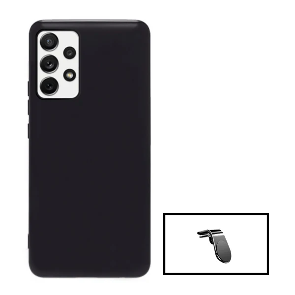 Kit Suporte Magnético L Safe Driving Carro + Capa Silicone Líquido para Samsung Galaxy A23 - Preto