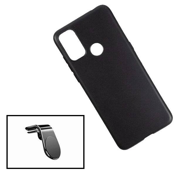 Kit Suporte Magnético L Safe Driving Carro + Capa Silicone Líquido para Alcatel 1s (2021)