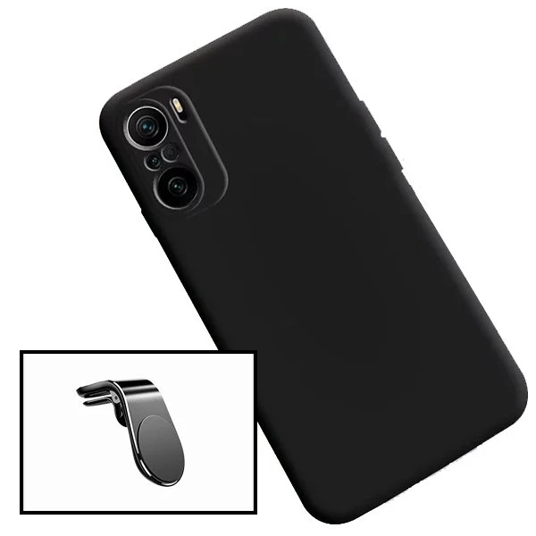 Kit Suporte Magnético L Safe Driving Carro + Capa Silicone Líquido para Xiaomi Redmi Note 10S