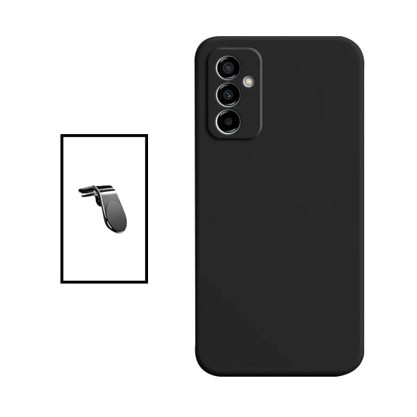 Kit Suporte Magnético L Safe Driving Carro + Capa Silicone Líquido para Samsung Galaxy M23 5G - Preto