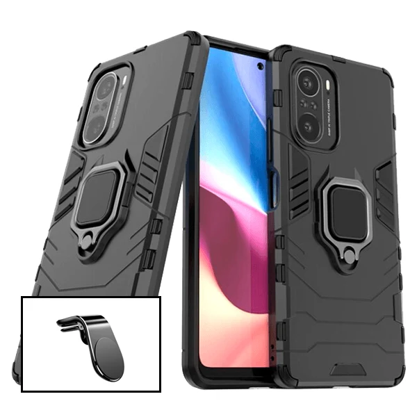 Kit Suporte Magnético L Safe Driving Carro + Capa 3X1 Military Defender para Xiaomi Mi 11i