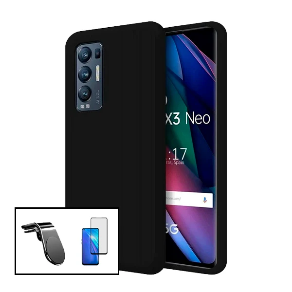 Kit Suporte Magnético L Safe Driving Carro + Capa Silicone Líquido para Oppo Find X3 Neo