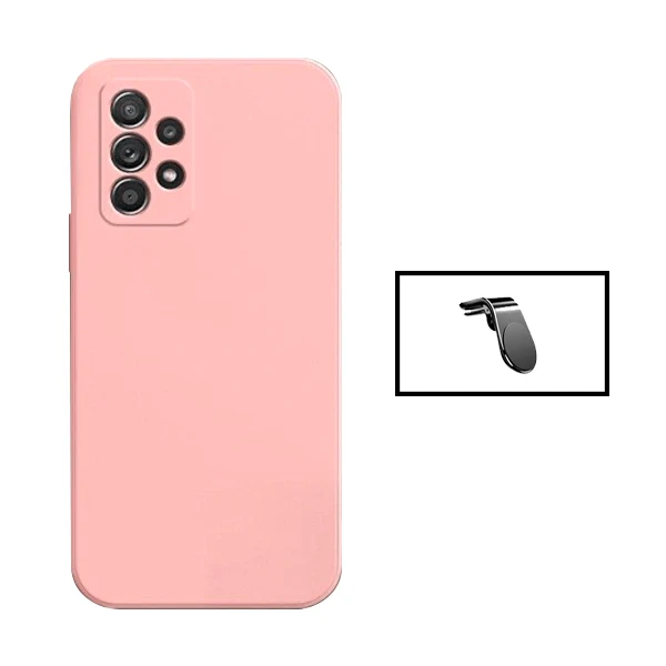 Kit Suporte Magnético L Safe Driving Carro + Capa Silicone Líquido para Samsung Galaxy A73 5G - Rosa