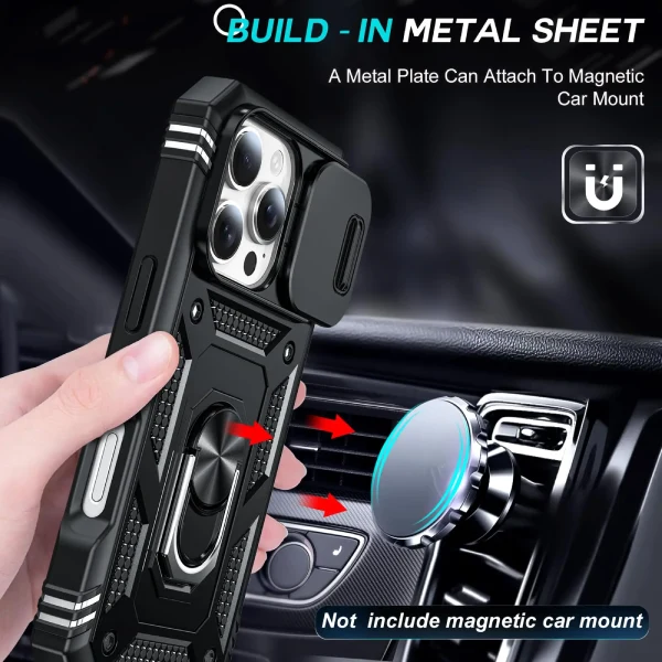 Kit Vidro + Capa Magnetic Slide Window + Suporte L PHONECARE Para Xiaomi 15T Pro 5G - Preto