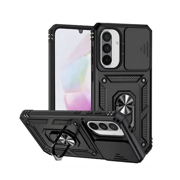 Kit Vidro + Capa Magnetic Slide Window + Suporte L PHONECARE Para Samsung Galaxy A17 5G - Preto