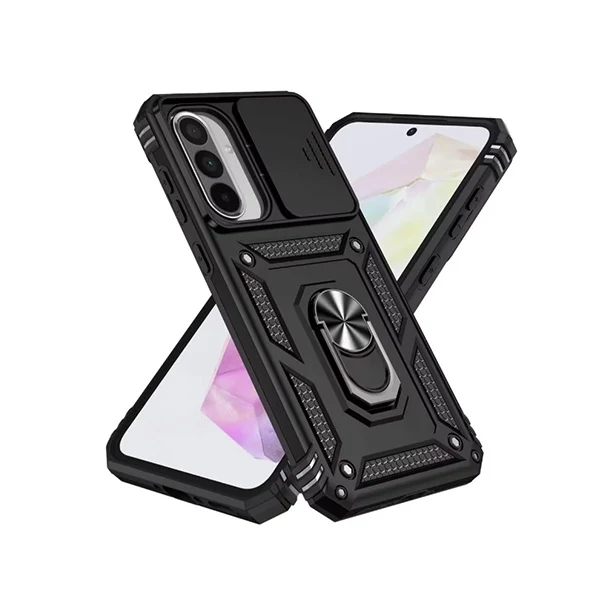 Kit Vidro + Capa Magnetic Slide Window + Suporte L PHONECARE Para Samsung Galaxy A17 5G - Preto
