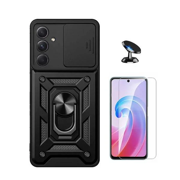 Kit Vidro Clearglass + Capa Magnetic Military Defender Slide Window Anti-Impacto + Suporte Magnético de Carro para Samsung...