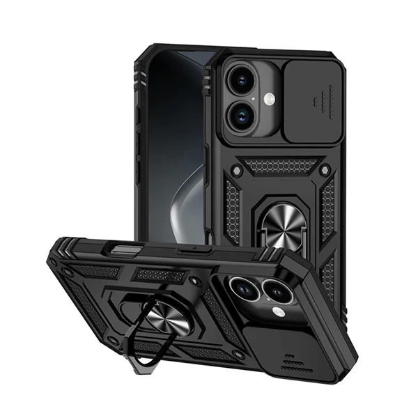 Kit Vidro Clearglass + Capa Magnetic Slide Window + Suporte Magnético Reforçado PHONECARE Para Apple iPhone 17 - Preto