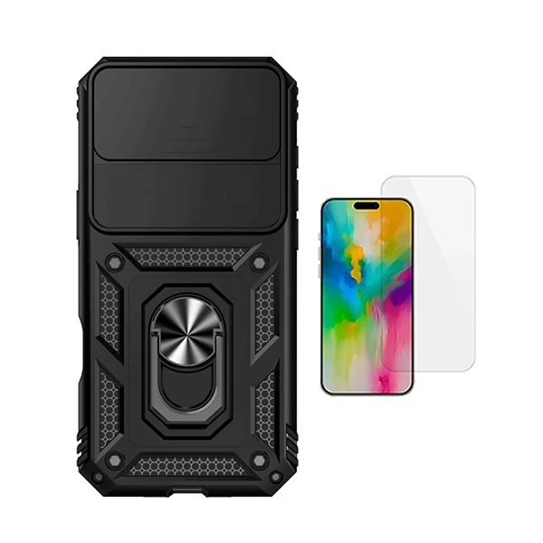 Kit Vidro Clearglass + Capa Magnetic Slide Window PHONECARE Para Apple iPhone 17 Air - Preto