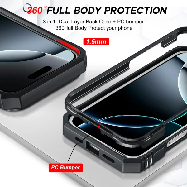 Kit Vidro Clearglass + Capa Magnetic Slide Window + Suporte Magnético PHONECARE Para Apple iPhone 17 Pro Max - Preto