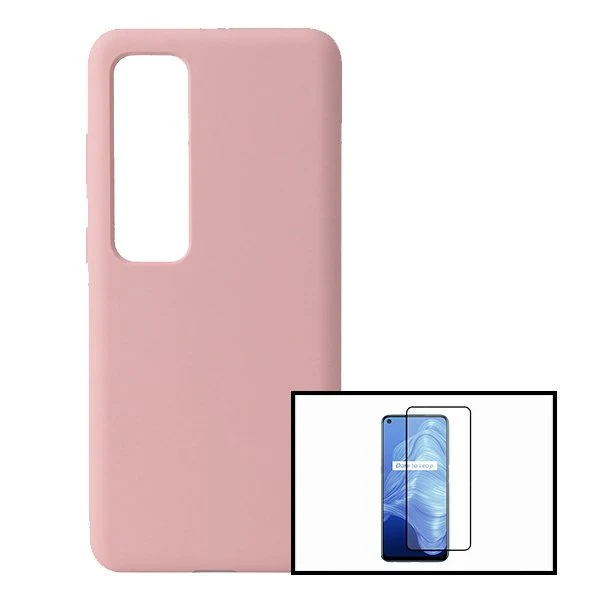 Kit Vidro Premium Full Cover + Capa Silicone Líquido para Xiaomi Redmi K30s - Rosa