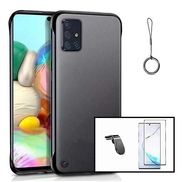 Kit Vidro Premium Full Cover + Capa Invisible Bumper + Suporte Magnético L Safe Driving Carro - Preto para Samsung Galaxy...