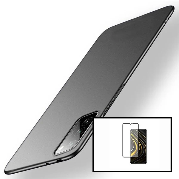 Kit Vidro Premium Full Cover + Capa SlimShield para Xiaomi Redmi Note 9 4G - Preto