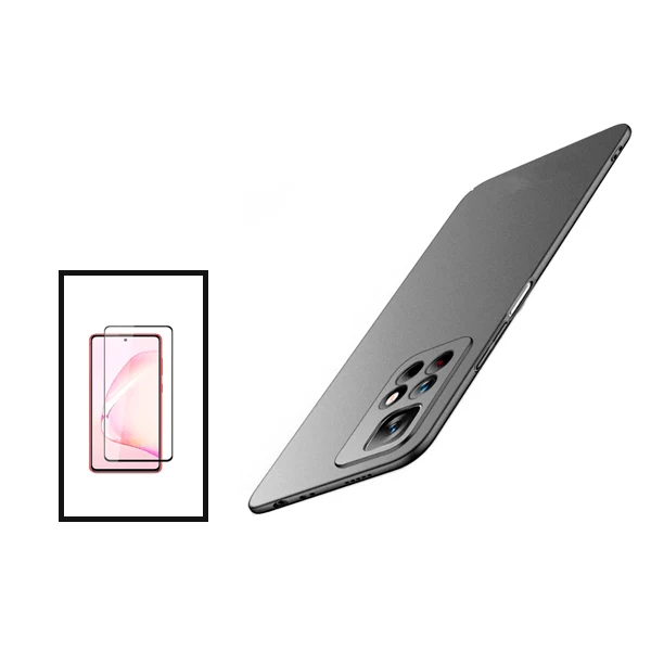 Kit Vidro Premium Full Cover + Capa SlimShield para Xiaomi Redmi Note 11T 5G - Preto