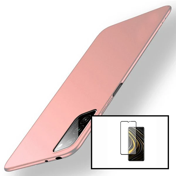 Kit Vidro Premium Full Cover + Capa SlimShield para Xiaomi Redmi Note 9 4G - Rosa