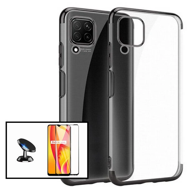 Kit Vidro Premium Full Cover + Capa SlimArmor + Suporte Magnético de Carro para Samsung Galaxy A12 - Preto