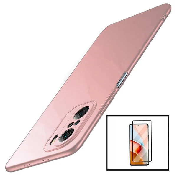 Kit Vidro Premium Full Cover + Capa SlimShield para Xiaomi Redmi Note 10s - Rosa