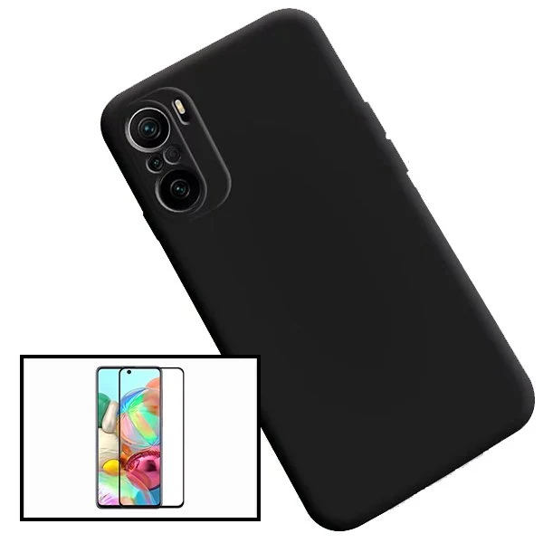 Kit Vidro Premium Full Cover + Capa Silicone Líquido para Xiaomi Redmi Note 10