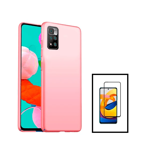 Kit Vidro Premium Full Cover + Capa SlimShield para Xiaomi Poco X4 NFC - Rosa