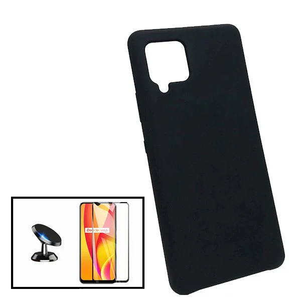 Kit Vidro Premium Full Cover + Capa Silicone Líquido + Suporte Magnético de Carro para Samsung Galaxy A22 5G