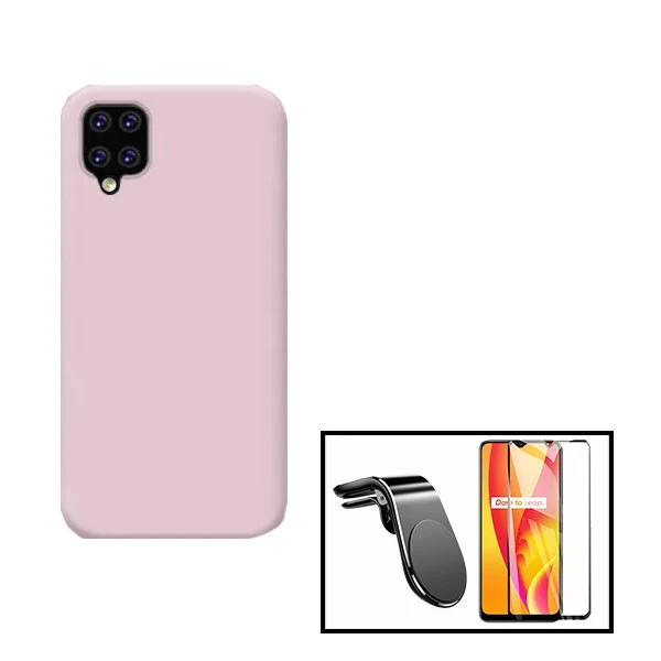 Kit Vidro Premium Full Cover + Capa Silicone Líquido + Suporte Magnético L Safe Driving Carro para Samsung Galaxy M42 5G -...