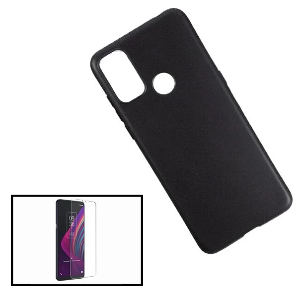 Kit Vidro Premium Full Cover + Capa Silicone Líquido para Alcatel 3L (2021)