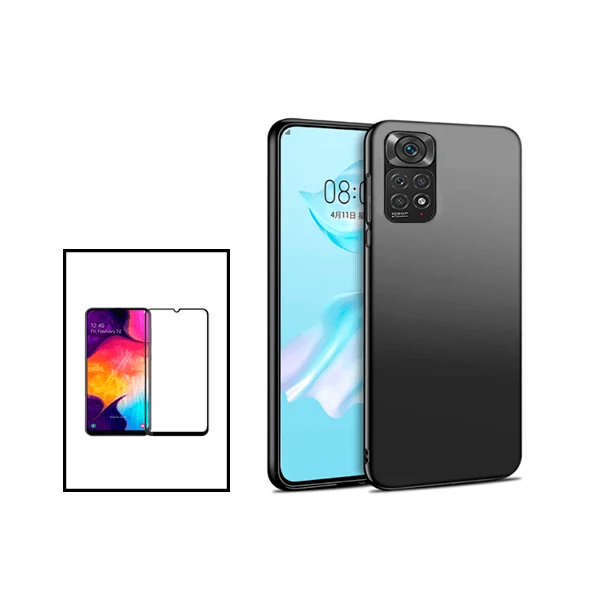 Kit Vidro Premium Full Cover + Capa SlimShield para Xiaomi Redmi Note 11S - Preto